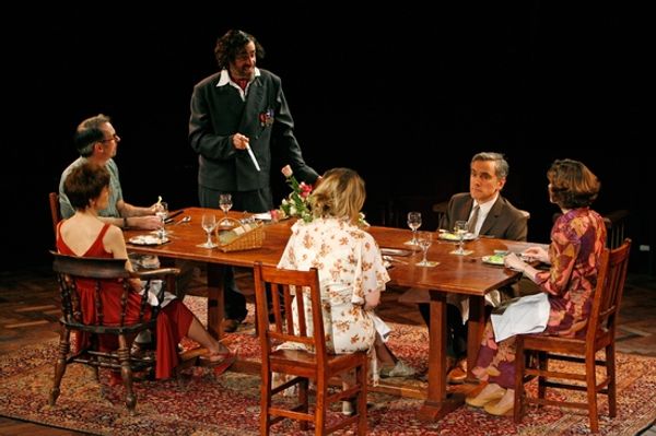 Stephen Mangan (standing) with (clockwise) Ben Miles, Amanda Root, Jessica Hynes, Ame Photo